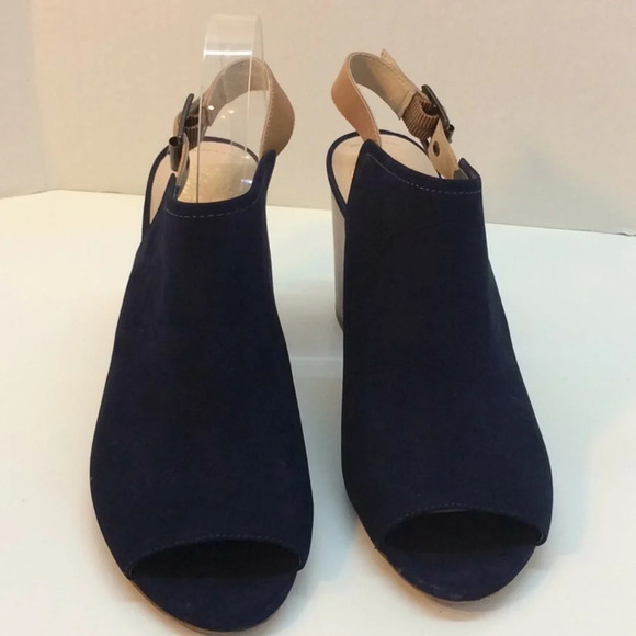 Vince Camuto Brianny Blue Suede OpenToe Slingbacks - Picture 2 of 11